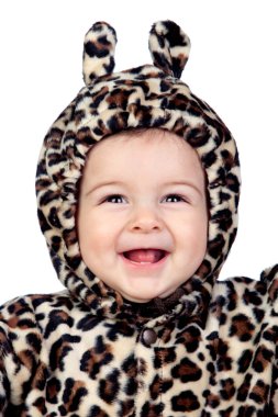 leopar kostümü ile bebek kız