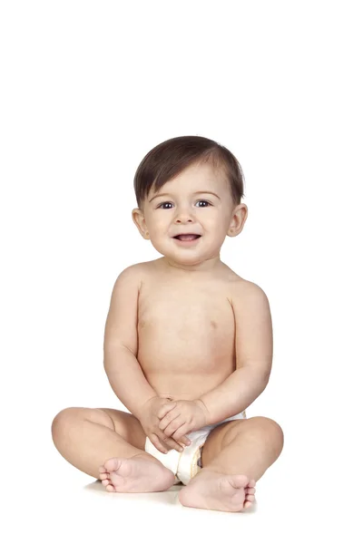 Funny baby i blöjor — Stockfoto