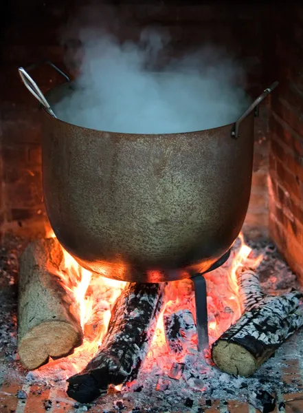 Koken voedsel in een pot — Stockfoto