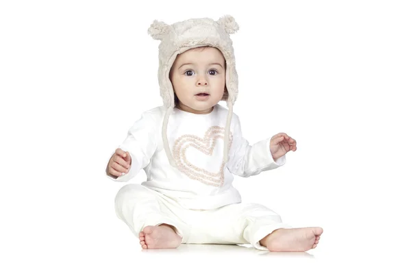 Funny Baby with a Winter Hat — Stock Photo, Image