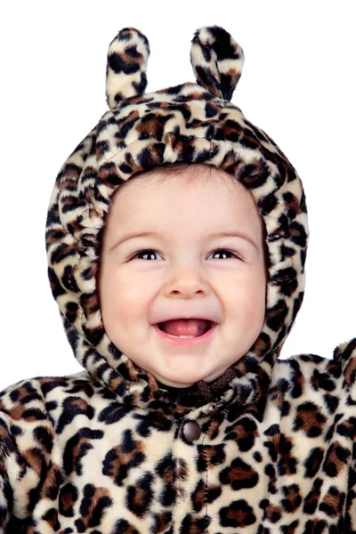 Leopar kostümü ile bebek kız — Stok fotoğraf
