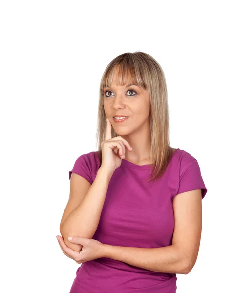 Pensive girl with blond hair — Stock Photo, Image