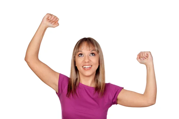 Winnaar meisje met blonde haren — Stockfoto