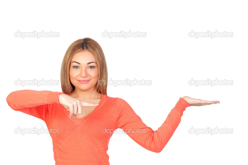Attractive girl with the arms extended