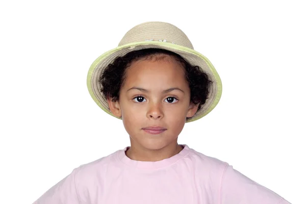 Niño africano feliz con un sombrero de paja — Foto de Stock