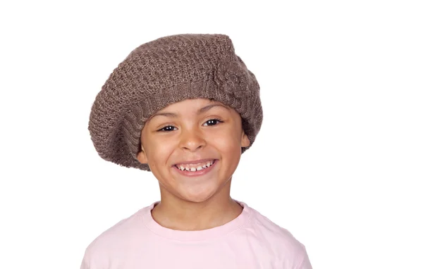 Happy african child with a wool hat — Stock Photo, Image