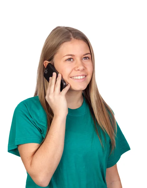 Teen girl speaking by mobile — Stock Photo, Image