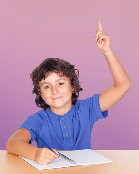 Étudiant enfant demandant à parler — Photo