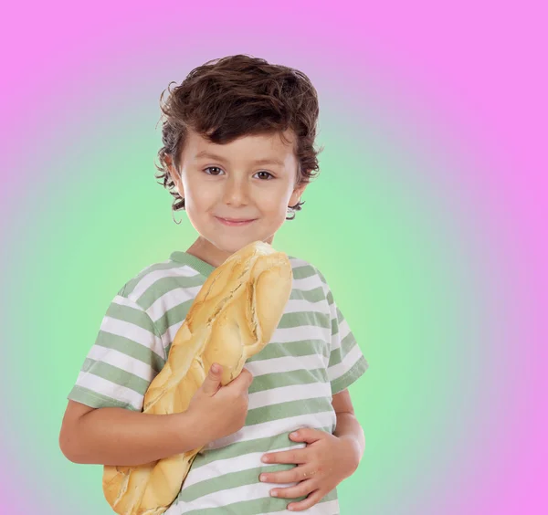 Дитина з хлібом під рукою — стокове фото