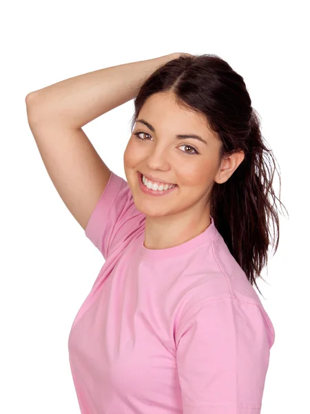 Pretty young girl touching her hair — Stock Photo, Image