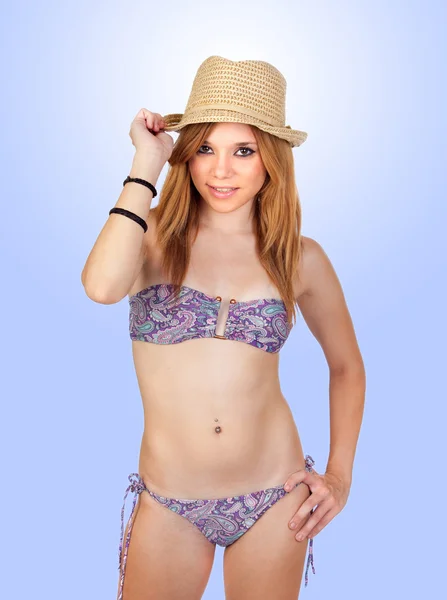 Casual meisje met bikini — Stockfoto