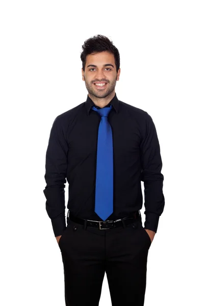 Mavi kravat ile genç işadamı — Stok fotoğraf