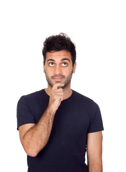 Pensive young men in black