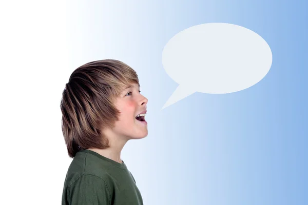 Adorable preteen boy shouting — Stock Photo, Image