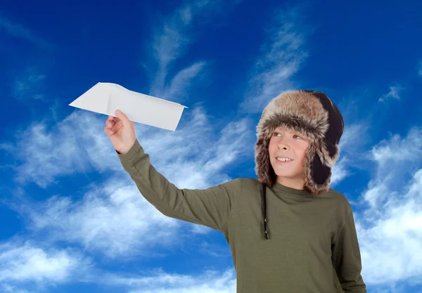 Airman Young playing with a paper airplane — Stock Photo, Image