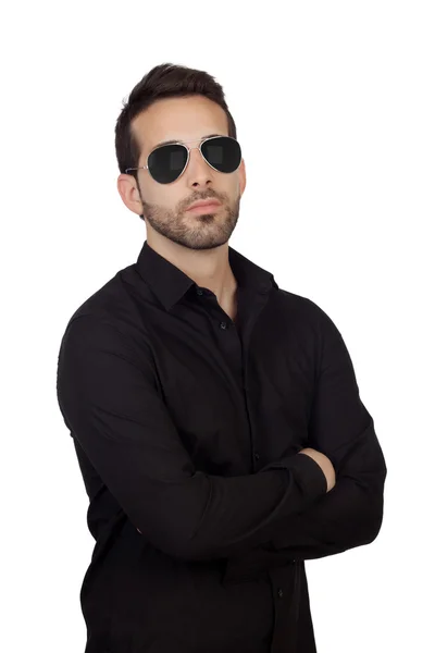 Giovane uomo d'affari barbuto con occhiali da sole — Foto Stock