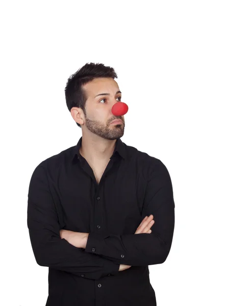 Jeune homme d'affaires avec nez de clown — Photo