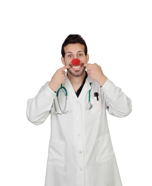 Clown medico making faccia — Foto Stock