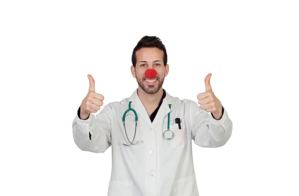Portrait de médecin clown heureux — Photo