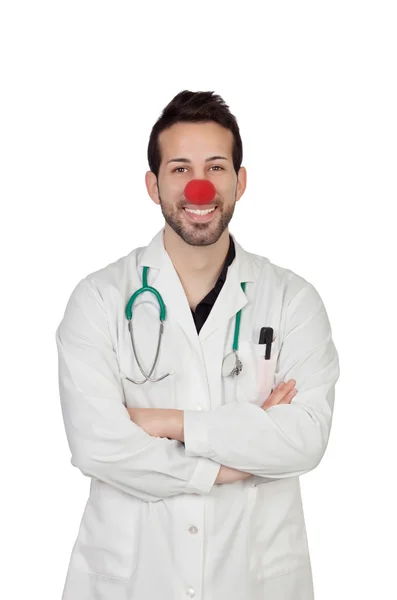 Ritratto di felice clown medico — Foto Stock