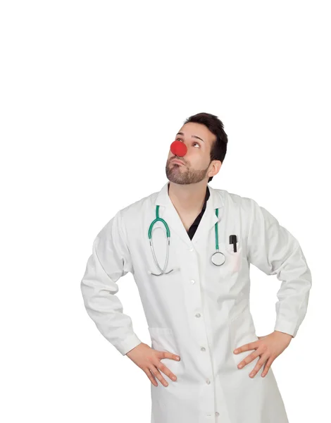 Porträt eines nachdenklichen Clown-Arztes — Stockfoto