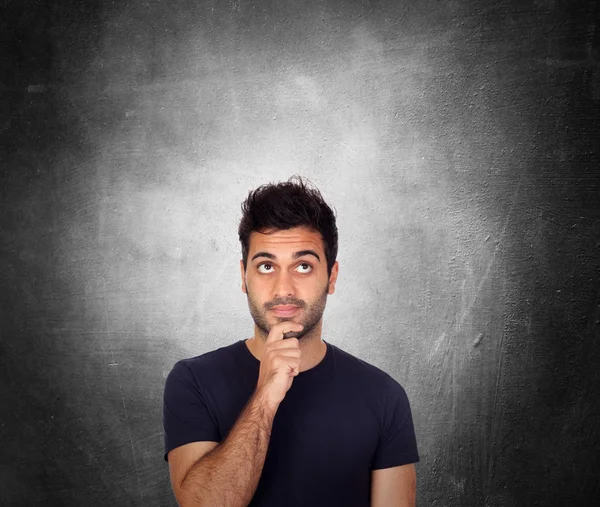 Pensive young men in black — Stock Photo, Image