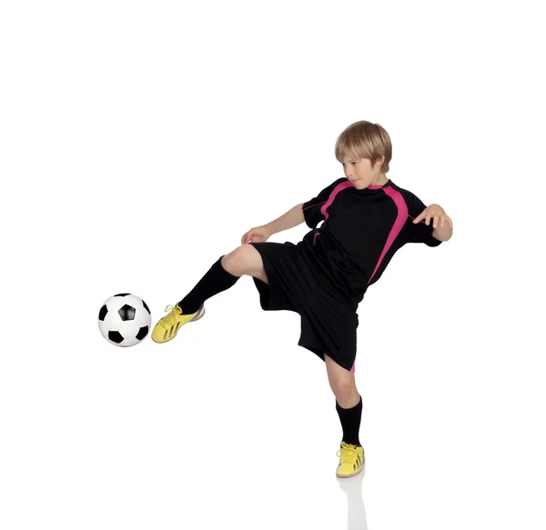 Preteen jogando futebol — Fotografia de Stock