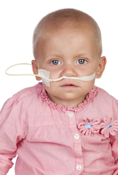 Adorable baby beating the disease — Stock Photo, Image