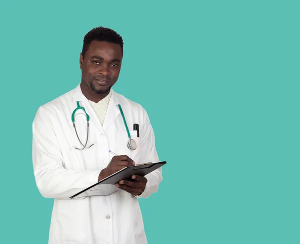 African american doctor with a clipboard — Stock Photo, Image