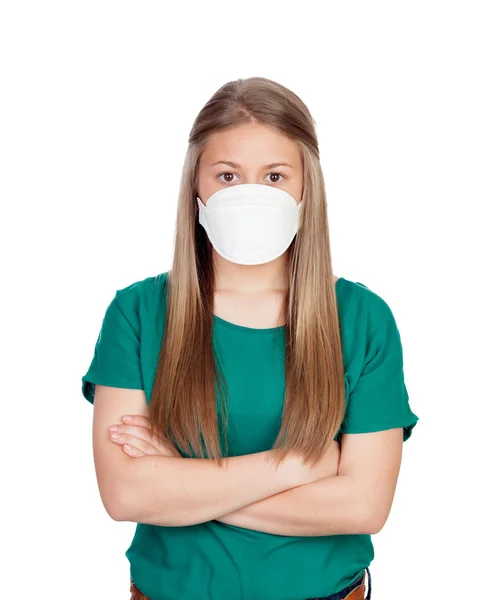 Adolescente allergico con maschera facciale — Foto Stock