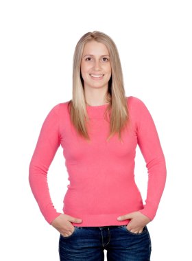 çekici bir kadın gülümsüyor