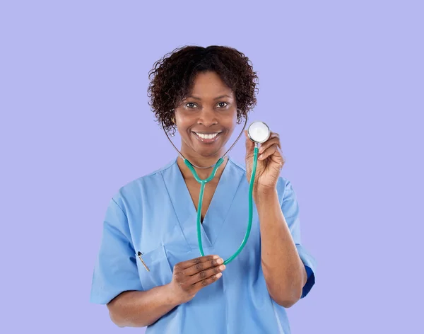 African medical girl with a stethoscope Stock Image