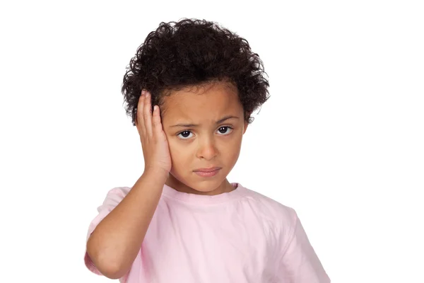 Sad latin child with headache — Stock Photo, Image