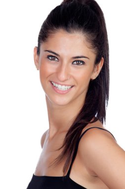 deldi burunlu çekici esmer kız