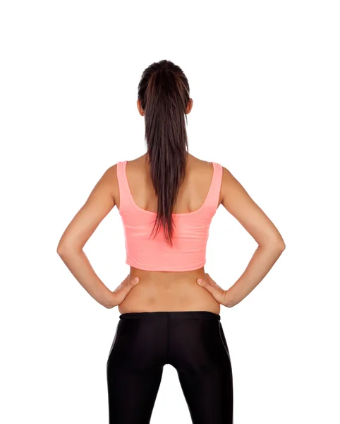 Chica atractiva con ropa deportiva espalda — Foto de Stock