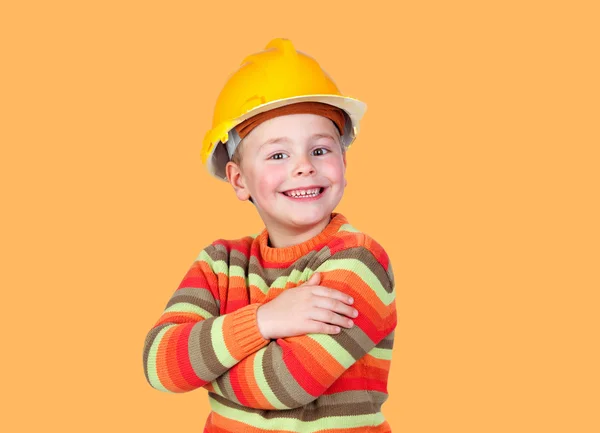 Funny little worker construction — Stock Photo, Image