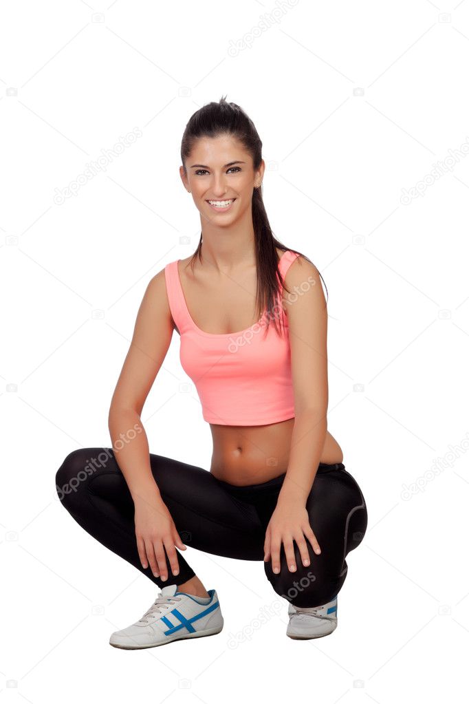 Woman crouching in their training