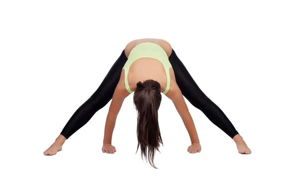 Mooie vrouw doen die zich uitstrekt in haar training — Stockfoto