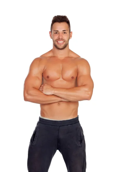 Muscular man showing his body — Stock Photo, Image