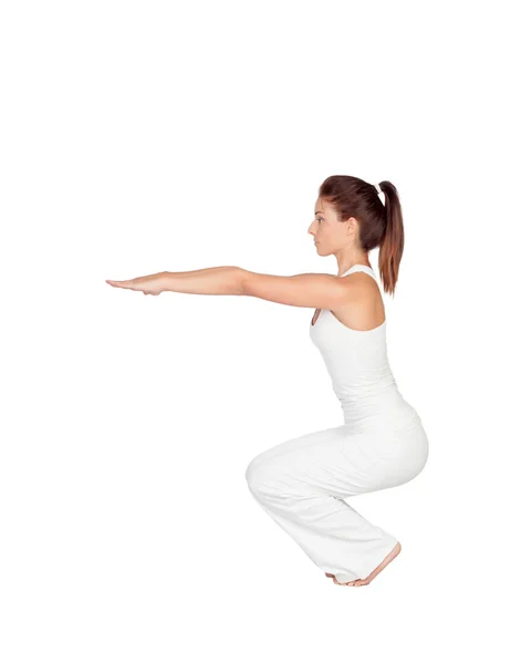 Bella donna che fa yoga — Foto Stock