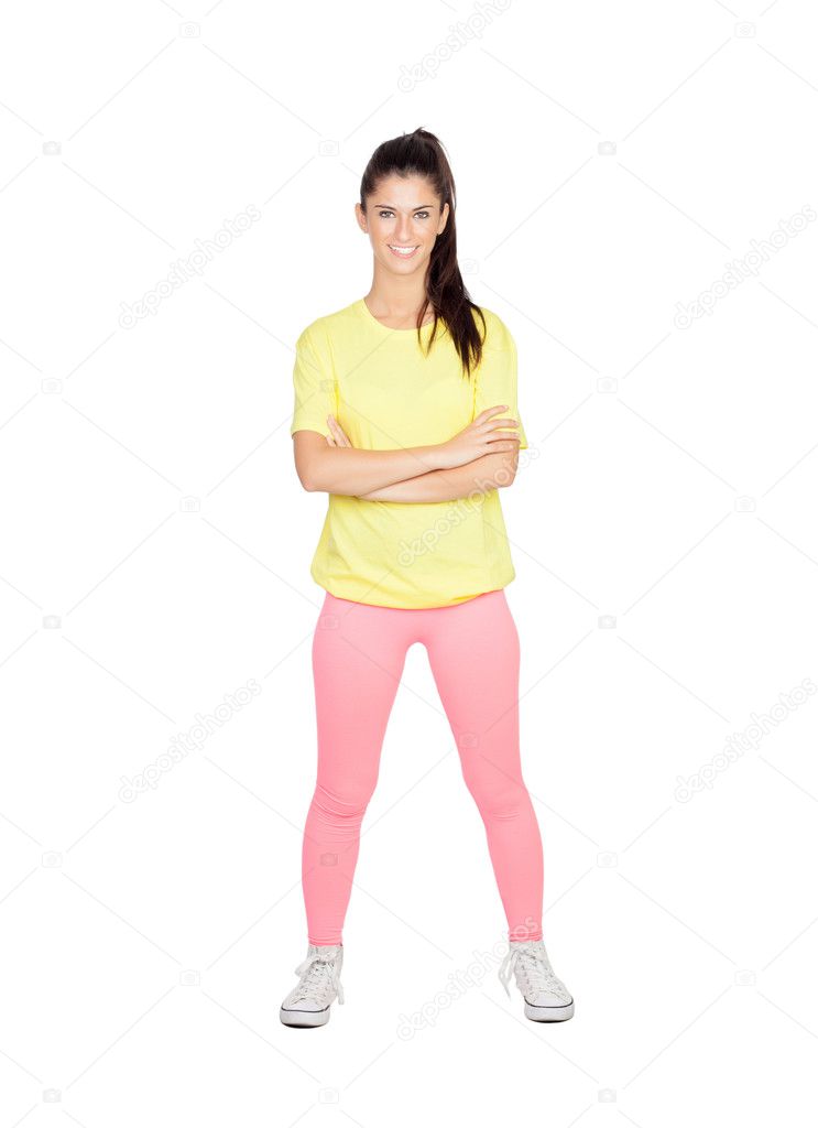Brunette woman with sport clothing