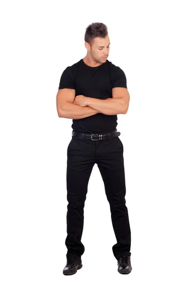 Hombre angustiado vestido negro —  Fotos de Stock