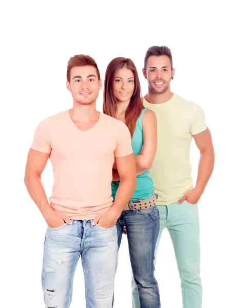 Pretty girl with two handsome boys — Stock Photo, Image