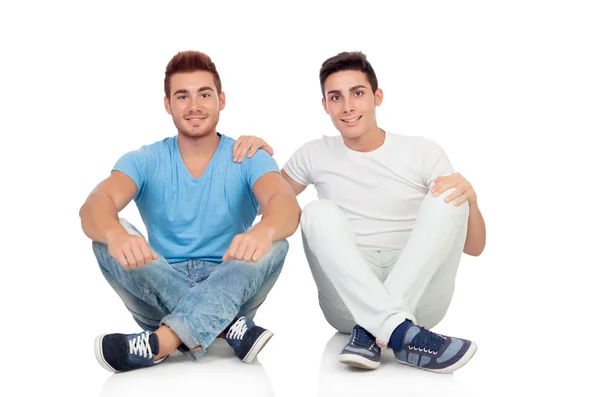 Portrait of two brothers sitting — Stock Photo, Image