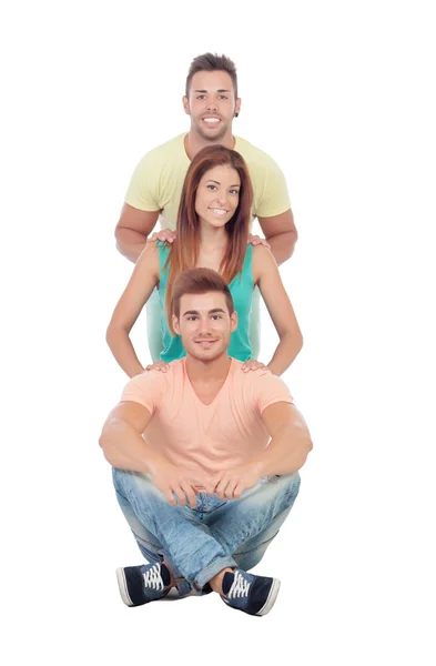 Pretty girl with two handsome boys — Stock Photo, Image