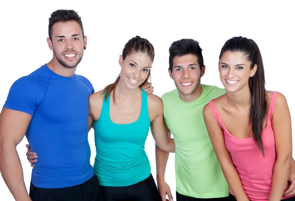 Groep vrienden met fitness kleren — Stockfoto