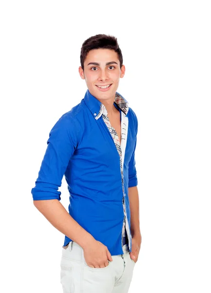 Casual jongen met blauw shirt — Stockfoto