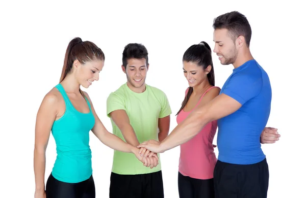 Group of friends with the hands together — Stock Photo, Image