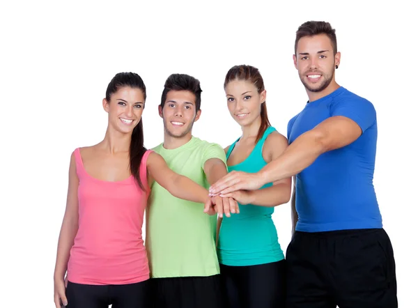 Group of friends with the hands together — Stock Photo, Image