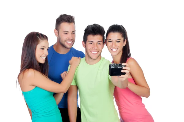 Group of friends looking a photo — Stock Photo, Image